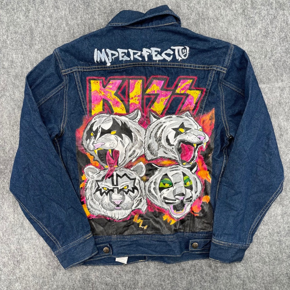 KISS Band Jacket Medium Dark Wash Trucker Imperfecto Denim Lee Rock Band Custom